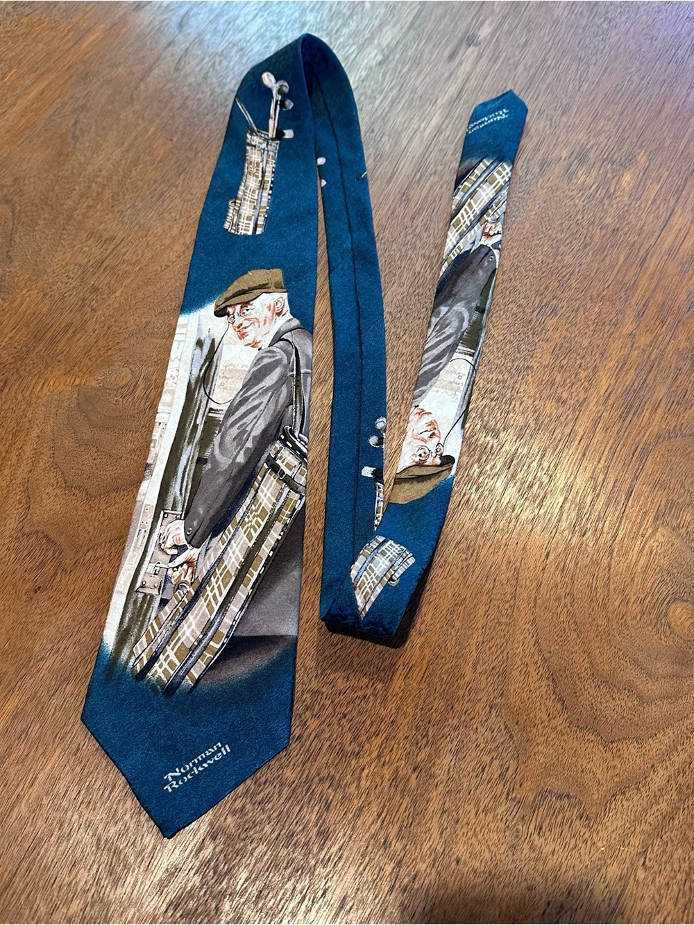 Norman Rockwell Vintage Silk Golf Theme Tie